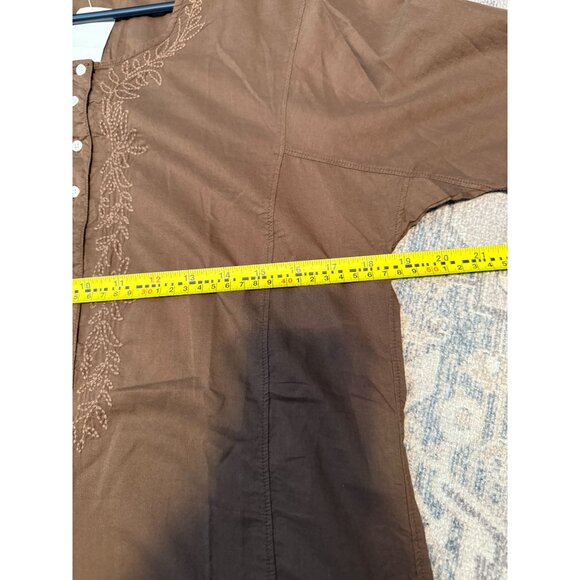 J. Crew Women's Pullover Tunic Blouse Medium Long Sleeves Embroidered Coastal - Picture 7 of 9